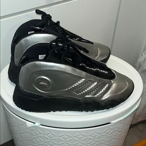 Alexander Wang Metallic Silver and Black Sneakers